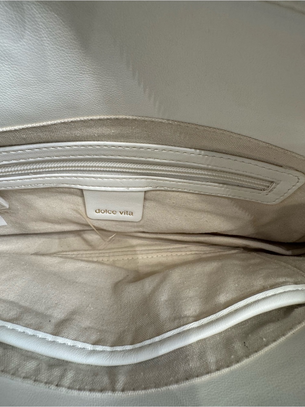 Cream Woven Shoulder Bag with White Knot Strap - Picture 6 of 9